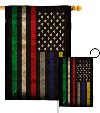 First Responders Line - Military Americana Vertical Impressions Decorative Flags HG137435 Made In USA