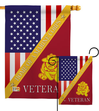 Home of USMC - Military Americana Vertical Impressions Decorative Flags HG140611 Made In USA