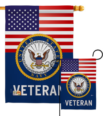 US Navy Veteran - Military Americana Vertical Impressions Decorative Flags HG140614 Made In USA