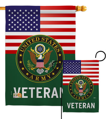 US Army Veteran - Military Americana Vertical Impressions Decorative Flags HG140615 Made In USA