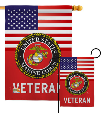 US Marine Corps Veteran - Military Americana Vertical Impressions Decorative Flags HG140617 Made In USA