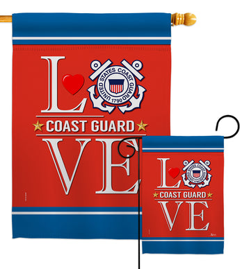 Coast Guard Love - Military Americana Vertical Impressions Decorative Flags HG140634 Made In USA