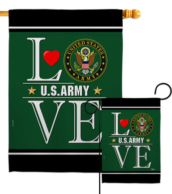 US Army Love - Military Americana Vertical Impressions Decorative Flags HG140635 Made In USA