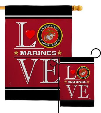 Marine Corps Love - Military Americana Vertical Impressions Decorative Flags HG140637 Made In USA