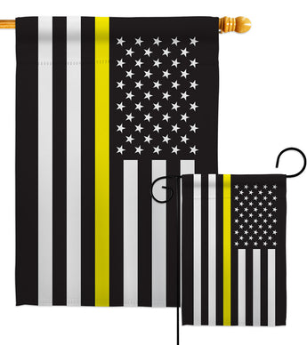 US Thin Yellow Line - Military Americana Vertical Impressions Decorative Flags HG140910 Made In USA