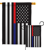 US Thin Red and Blue Line - Military Americana Vertical Impressions Decorative Flags HG140912 Made In USA