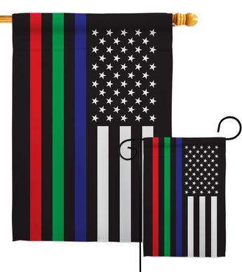 US Thin Blue Green Red Line - Military Americana Vertical Impressions Decorative Flags HG140913 Made In USA