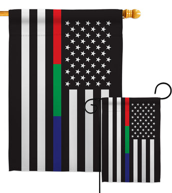 US Thin Blue Green Red Line - Military Americana Vertical Impressions Decorative Flags HG140923 Made In USA