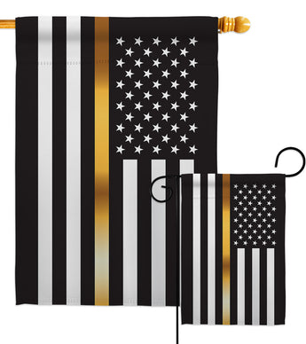 US Thin Gold Line - Military Americana Vertical Impressions Decorative Flags HG140926 Made In USA