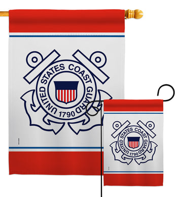 US Coast Guard - Military Americana Vertical Impressions Decorative Flags HG170032 Made In USA