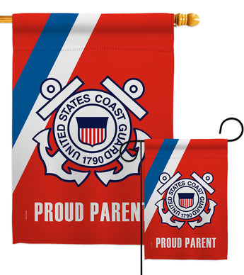 Proud Coast Guard Parent - Military Americana Vertical Impressions Decorative Flags HG170037 Made In USA