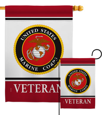 Marine Corps Veteran - Military Americana Vertical Impressions Decorative Flags HG170045 Made In USA