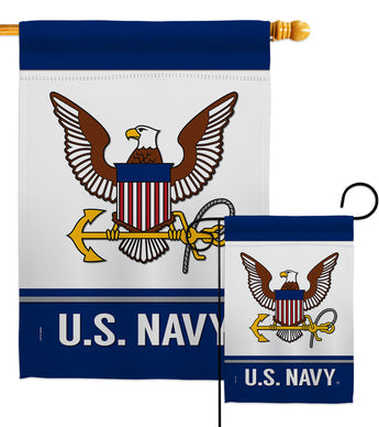 US Navy - Military Americana Vertical Impressions Decorative Flags HG170046 Made In USA