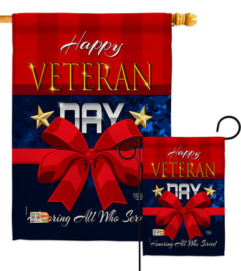 Happy Veteran Day - Military Americana Vertical Impressions Decorative Flags HG192172 Made In USA