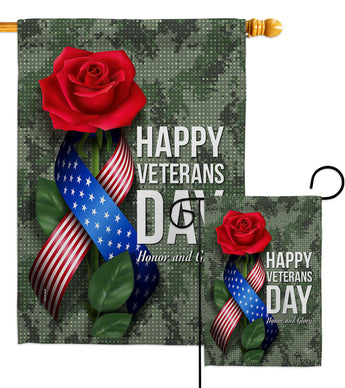 Happy Veterans Day - Military Americana Vertical Impressions Decorative Flags HG192332 Made In USA