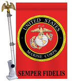 Marine Corps - Military Americana Vertical Applique Decorative Flags HG108011