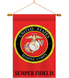 Marine Corps - Military Americana Vertical Applique Decorative Flags HG108011