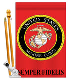 Marine Corps - Military Americana Vertical Applique Decorative Flags HG108011