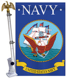 Navy - Military Americana Vertical Applique Decorative Flags HG108013