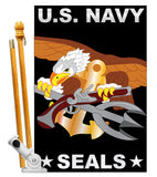 U.S. Navy Seal - Military Americana Vertical Applique Decorative Flags HG108051