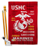 USMC - Military Americana Vertical Impressions Decorative Flags HG108405 Made In USA