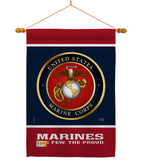 Proud Marine Corps - Military Americana Vertical Impressions Decorative Flags HG108406 Made In USA