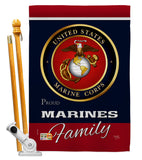 Marines Proudly Family - Military Americana Vertical Impressions Decorative Flags HG108411 Made In USA