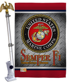 Semper Fi US Marine - Military Americana Vertical Impressions Decorative Flags HG108418 Made In USA