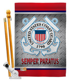 Semper Paratus US Coast Guard - Military Americana Vertical Impressions Decorative Flags HG108419 Made In USA