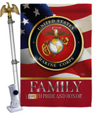 US Marine Family Honor - Military Americana Vertical Impressions Decorative Flags HG108428 Made In USA