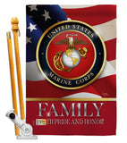 US Marine Family Honor - Military Americana Vertical Impressions Decorative Flags HG108428 Made In USA