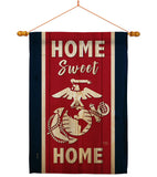 Home Sweet Marine Corps - Military Americana Vertical Impressions Decorative Flags HG108452 Made In USA