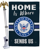 Home is Where Navy - Military Americana Vertical Impressions Decorative Flags HG108457 Made In USA