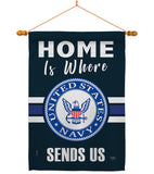 Home is Where Navy - Military Americana Vertical Impressions Decorative Flags HG108457 Made In USA