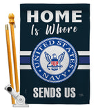 Home is Where Navy - Military Americana Vertical Impressions Decorative Flags HG108457 Made In USA