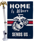 Home is Where Marine Corps - Military Americana Vertical Impressions Decorative Flags HG108458 Made In USA