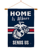 Home is Where Marine Corps - Military Americana Vertical Impressions Decorative Flags HG108458 Made In USA