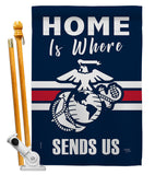 Home is Where Marine Corps - Military Americana Vertical Impressions Decorative Flags HG108458 Made In USA