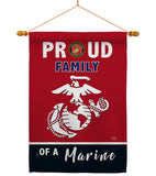 Proud Family Marines - Military Americana Vertical Impressions Decorative Flags HG108464 Made In USA