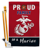 Proud Family Marines - Military Americana Vertical Impressions Decorative Flags HG108464 Made In USA