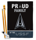 Proud Family USSF - Military Americana Vertical Impressions Decorative Flags HG108467 Made In USA