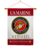 US Marine Retired - Military Americana Vertical Impressions Decorative Flags HG108479 Made In USA