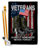 Always Remember - Military Americana Vertical Impressions Decorative Flags HG108485 Made In USA