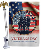 US Veterams - Military Americana Vertical Impressions Decorative Flags HG108486 Made In USA