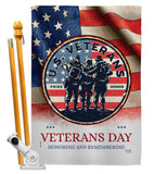 US Veterams - Military Americana Vertical Impressions Decorative Flags HG108486 Made In USA