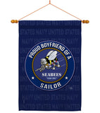 Seabees Proud Boyfriend Sailor - Military Americana Vertical Impressions Decorative Flags HG108512 Made In USA