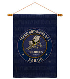 Seabees Proud Boyfriend Sailor - Military Americana Vertical Impressions Decorative Flags HG108512 Made In USA