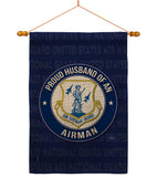 Air Force Proud Husband Airman - Military Americana Vertical Impressions Decorative Flags HG108561 Made In USA