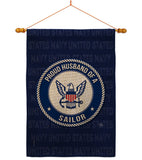 Proud Husband Sailor - Military Americana Vertical Impressions Decorative Flags HG108565 Made In USA