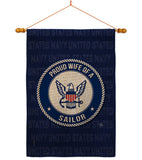 Proud Wife Sailor - Military Americana Vertical Impressions Decorative Flags HG108610 Made In USA